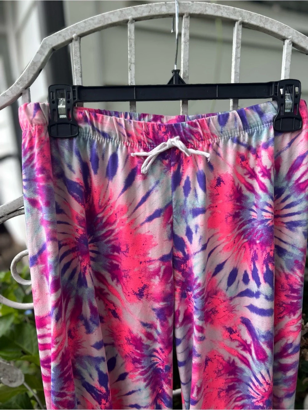 BOBBIE BROOKS tie dye lounge pants size L pajama knit bright neon sunburst